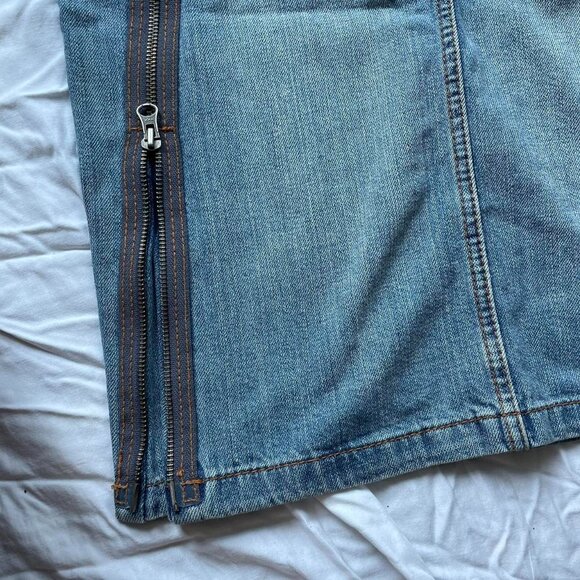 French Connection FCUK Y2K Denim Midi Skirt with Unique Zipper Details - Picture 2 of 6